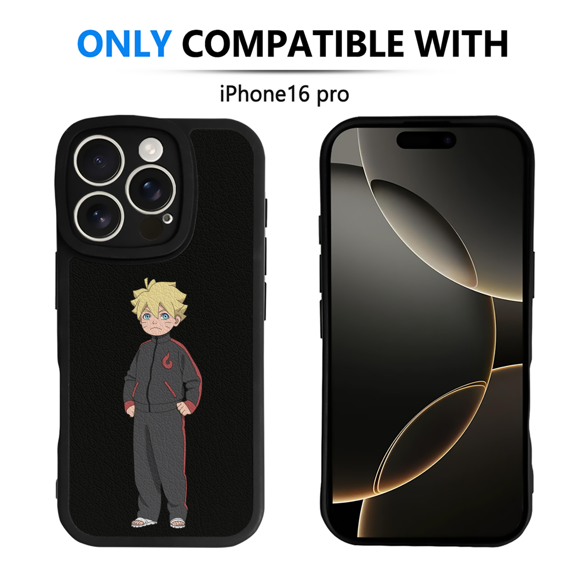 （画像用） NARUTO -ナルト- うずまき ボルト Uzumaki Boruto 【iPhone 16シリーズ対応】シリコンスマホケース（レザー調） 材質：シリコン